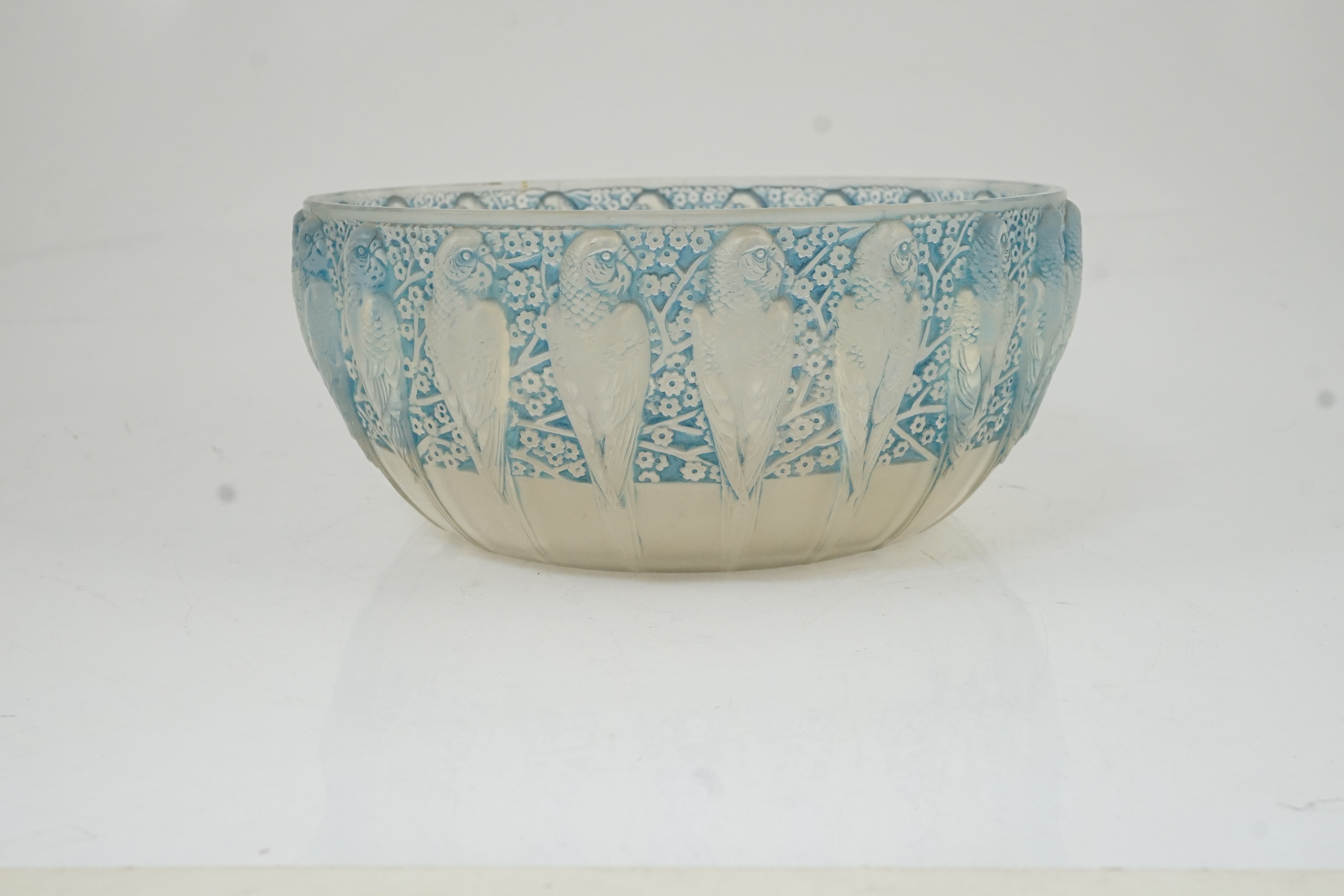 Rene Lalique, a Perruches pattern opalescent glass bowl